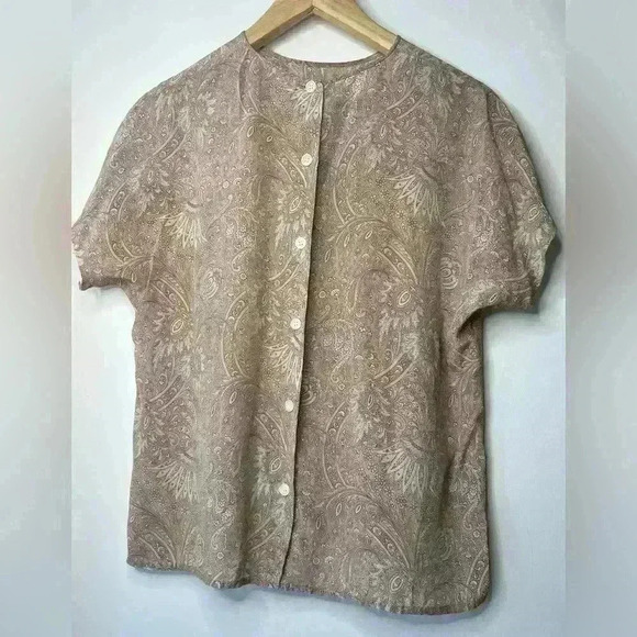 Liz Claiborne Womens Silk Paisley Fairy Core Powder Pink Boho Ethereal Top 4 - Picture 7 of 13